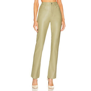 WeWoreWhat Faux Leather Kick Flare Pant Oat Beige Size 28 Bootcut 5 Pocket NEW